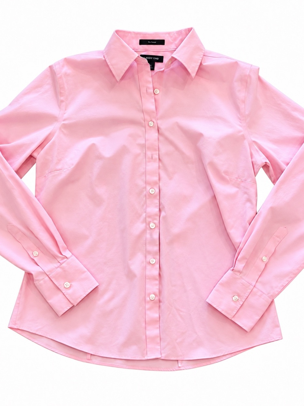 Lands’ End Women’s No Iron Button Front Shirt Pink Size 6